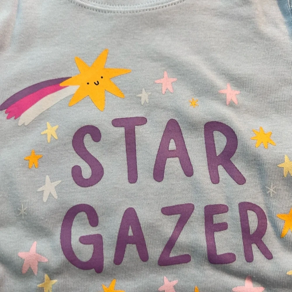 NWT Old Navy Light Blue Star Gaze Kids Pajama Set w Planet and Sun Print Size 4T